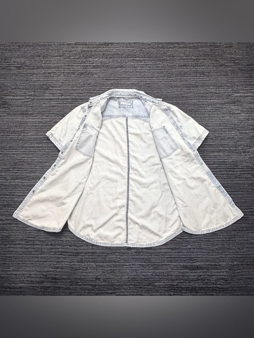 We The Free Western Light Wash Denim Button Up Short Sleeve Shirt - Picture 2 of 6